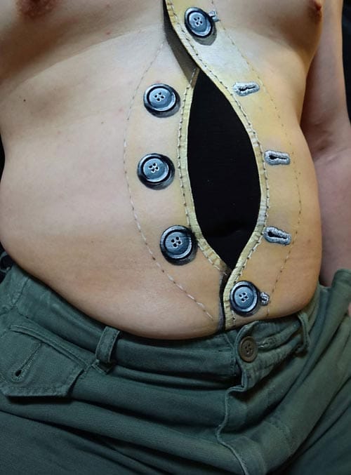 trabajo body art botones artista japonesa chooo san