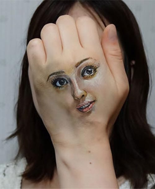 trabajo body art cara pintada mano artista japonesa chooo san