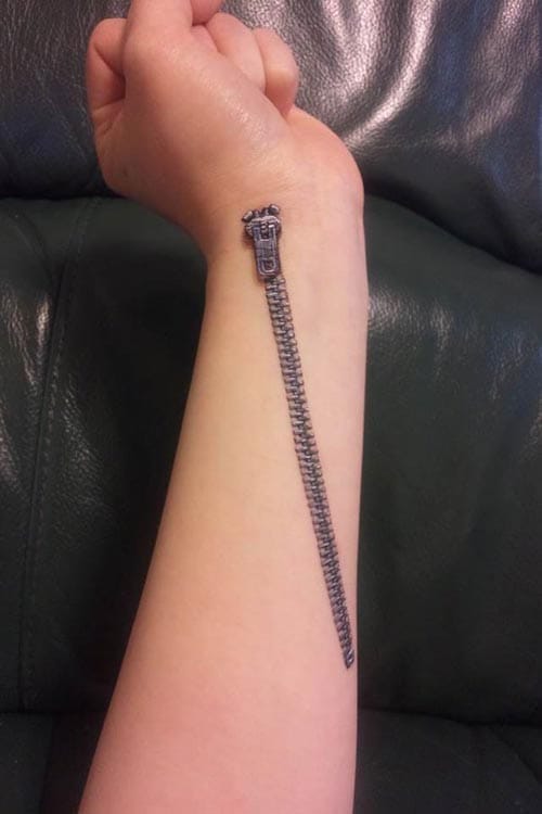 trabajo body art cremallera antebrazo artista japonesa chooo san