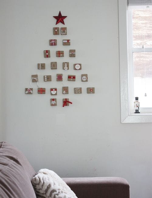 calendario adviento pared cajas