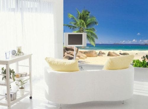 decoracion pared fotomoural playa seychelles