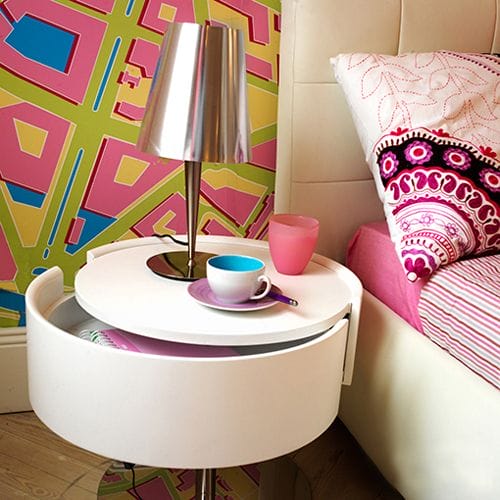 decoratrix mesilla noche blanca diseño circular