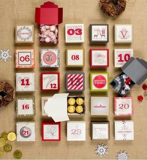 calendario adviento cajas colores