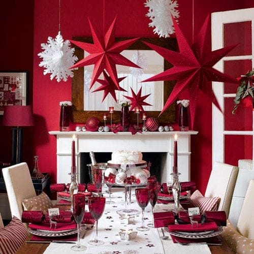 mesa navidad rojo mesa navidad rojo estrellas