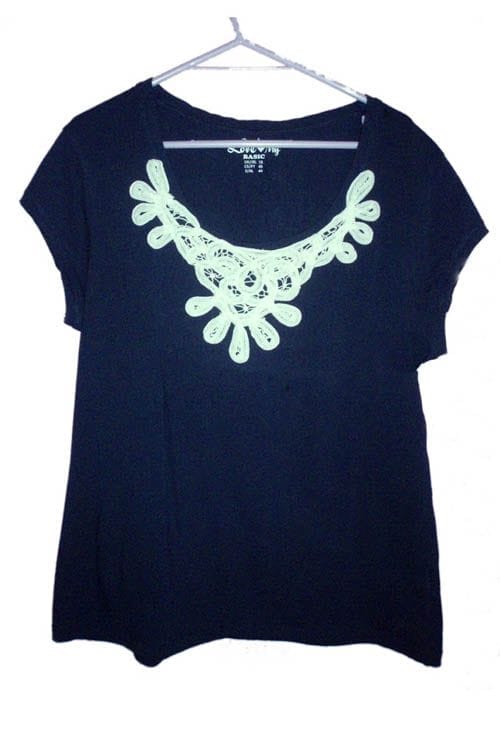 camiseta encaje parte delantera