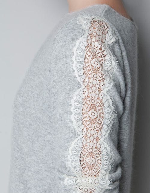 camiseta encaje manga