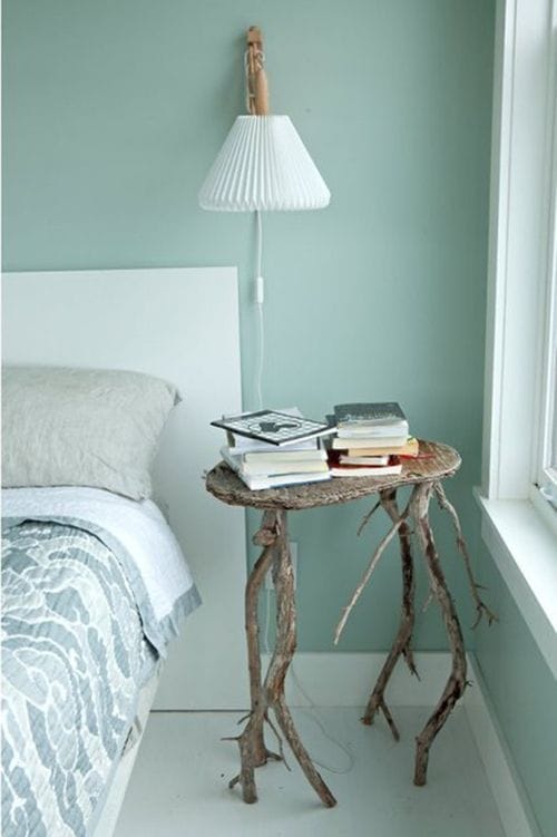 Rincón habitación verde diseño escandinavo. 