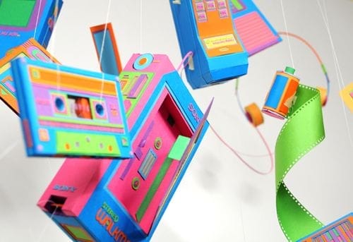 electronica retro esculpida papel