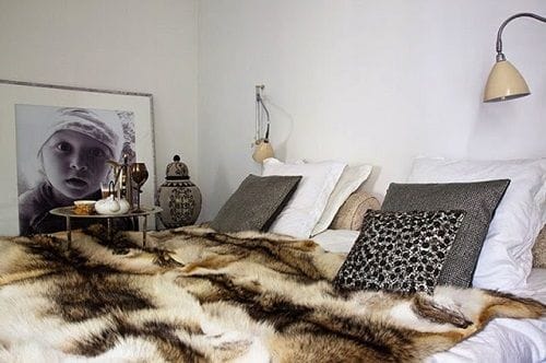 Manta de pelo cama dormitorio