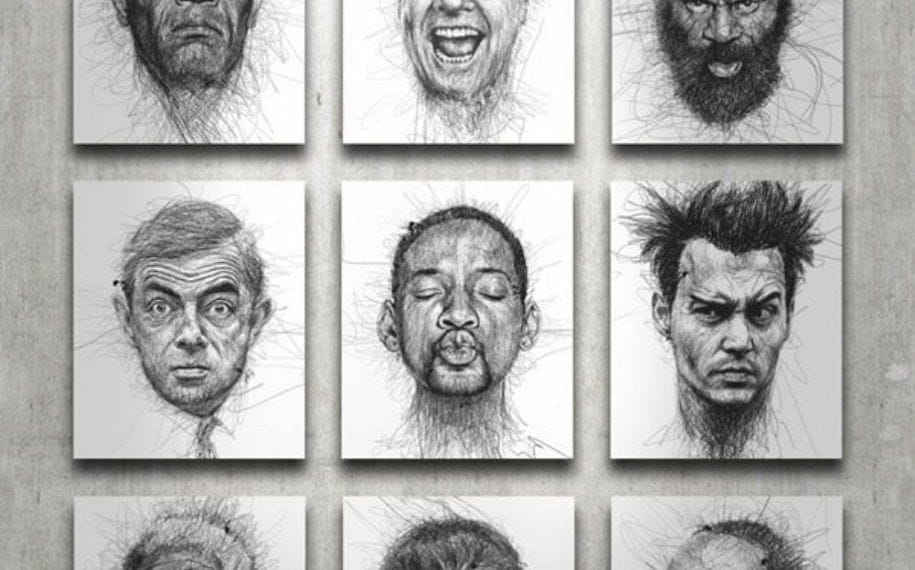 Geniales retratos a lápiz de celebrities y arte con recursos originales