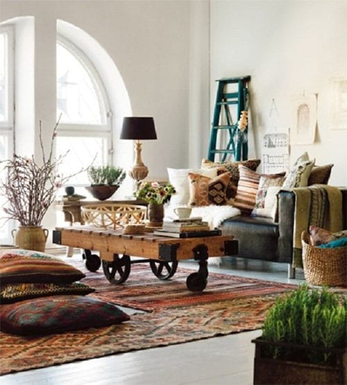 sala de estar decorada en madera