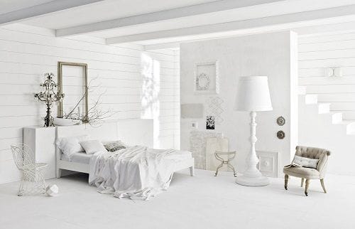 Dormitorio en blanco de Bruno Tarsia