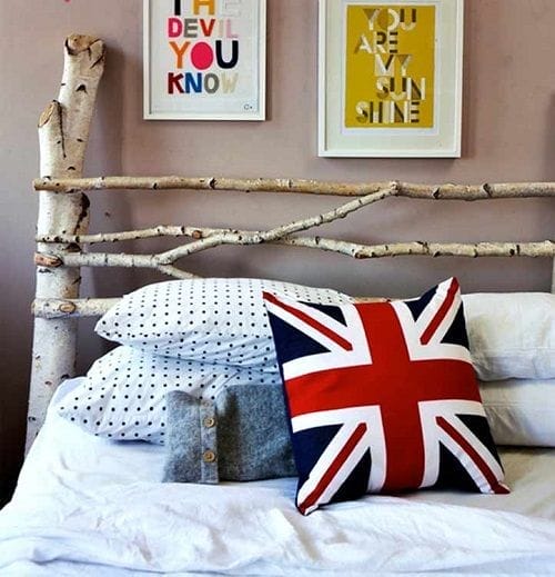 cabecero cama troncos