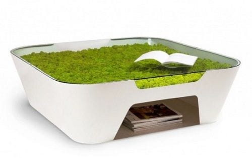 Mesa de diseño con jardín