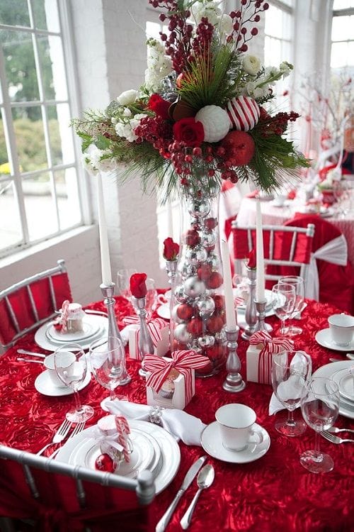 mesa navidad red&white
