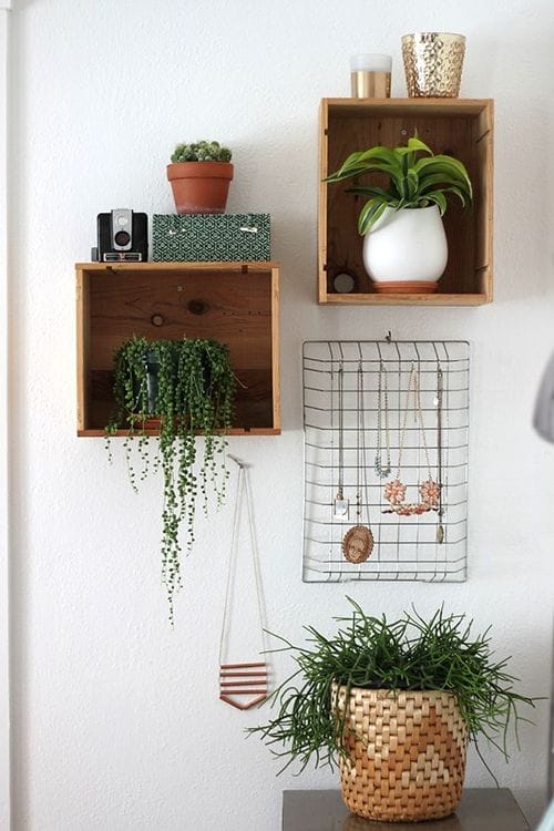 cajas madera macetas plantas verdes ideas decoracion tendencias