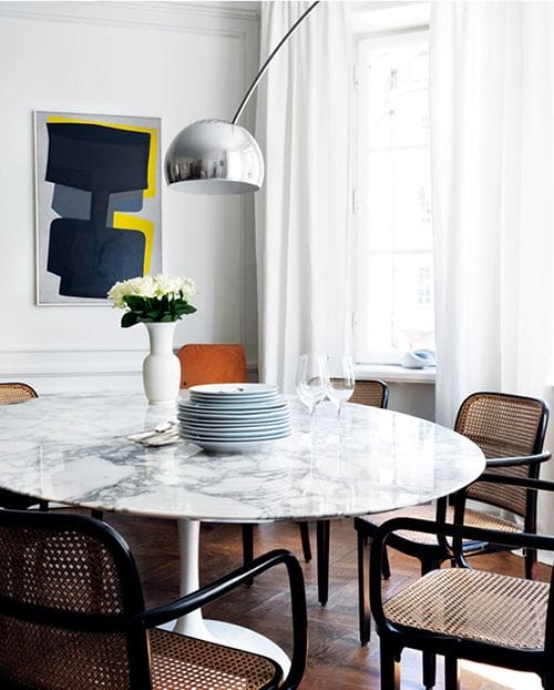 mesa marmol decoracion tendencia salon comedor interiorismo