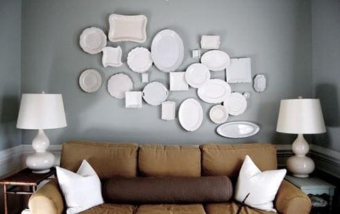 platos blancos ceramica paredes ideas decoracion