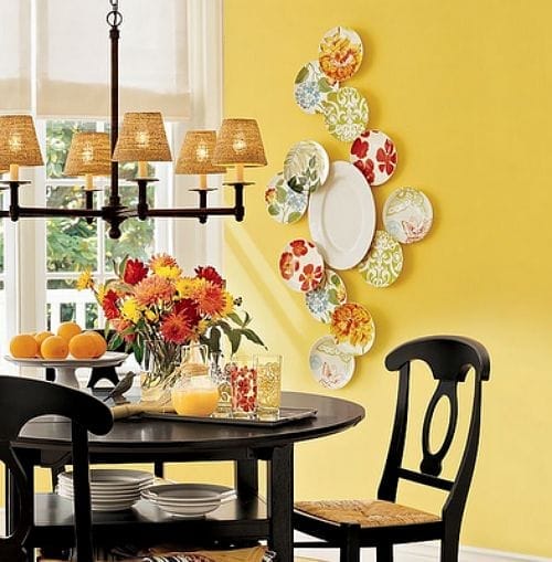 platos pared colores ideas decoracion comedor