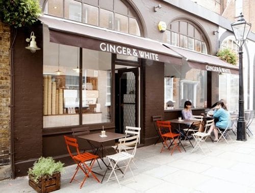 exterior fachada ginger&white cafeteria londres