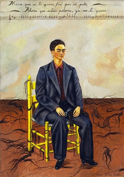 "Autorretrato con pelo cortado), Frida Kahlo (1940)