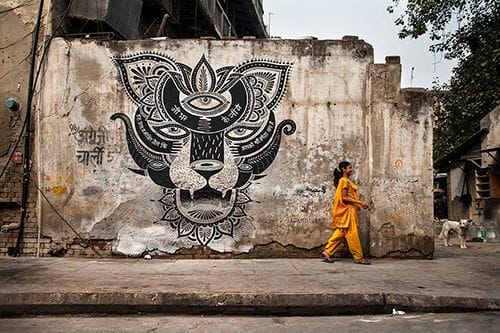 delhi boa mistura mural arte callejero urbano india