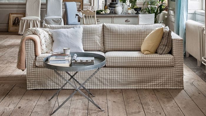 karlstad Ikea sofa 3 asientos vretagingham bemz