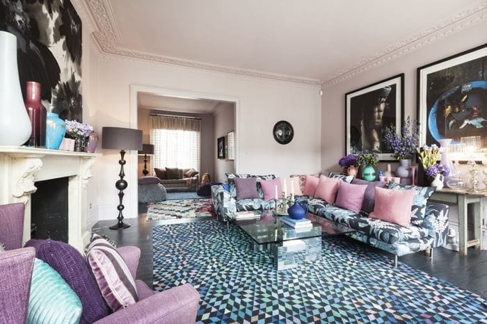 salon tonos azules y morados