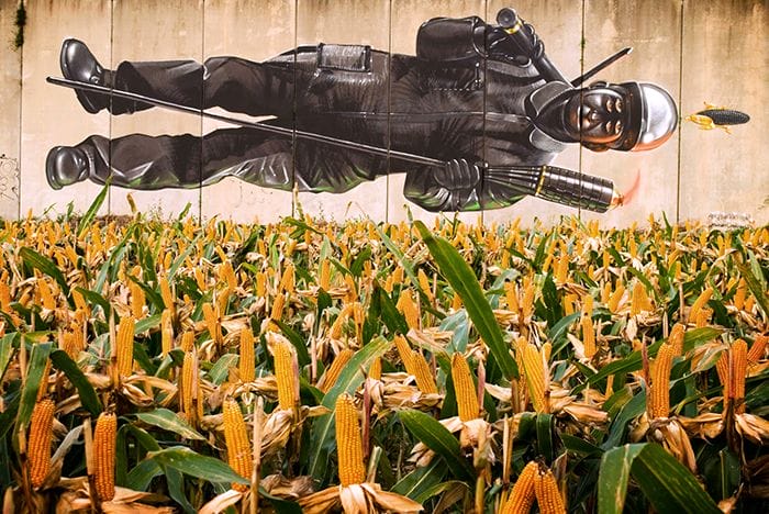 mural spok desordes creativas 2015 minero asturiano padre gallego maiz street art galicia arte urbano