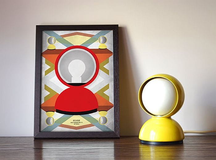 lampara eclisse vico magistretti artemide eclipse color amarillo lamina diseno italiano de mesa