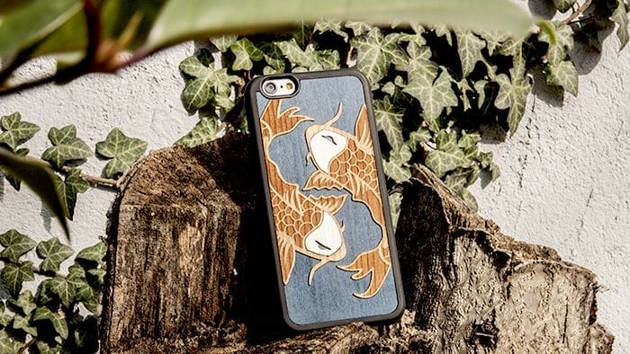 carcasa woodmi dibujo diseño peces 