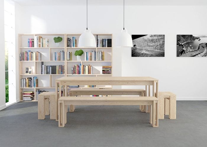 mesa bancos madera maciza lufe