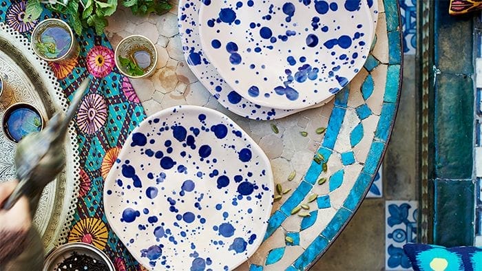 plato jassa gres vidriado azul