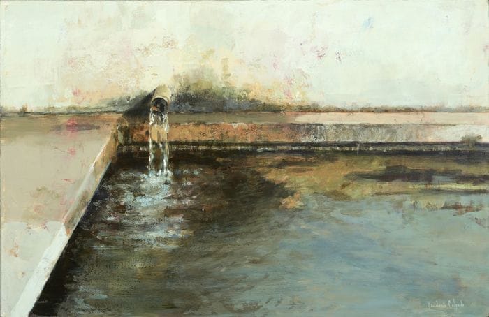 caño echando agua a estanque pared humedad pintura