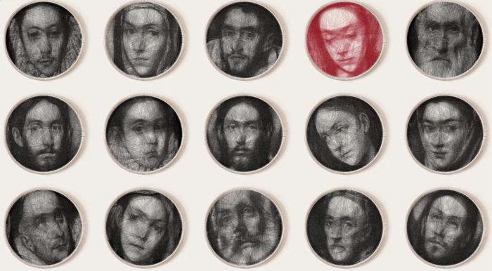 knitt arte caras a traves de hilos