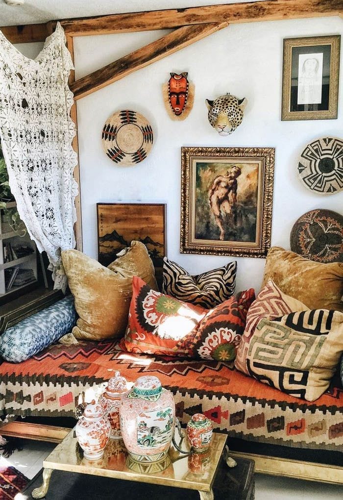 textiles afrioanos y cojines bohi