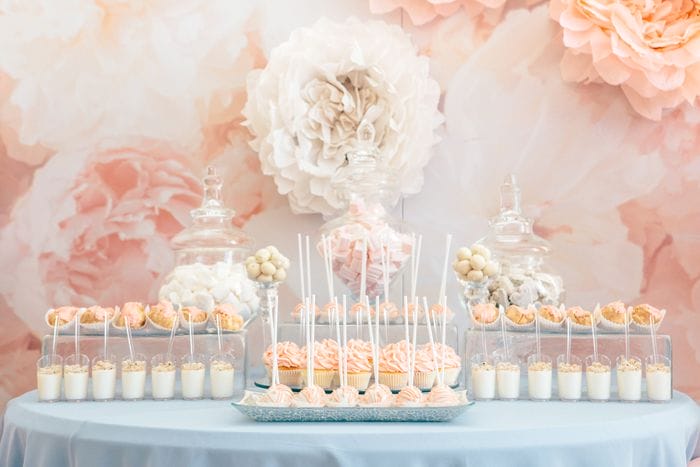 mesa dulces boda rosa