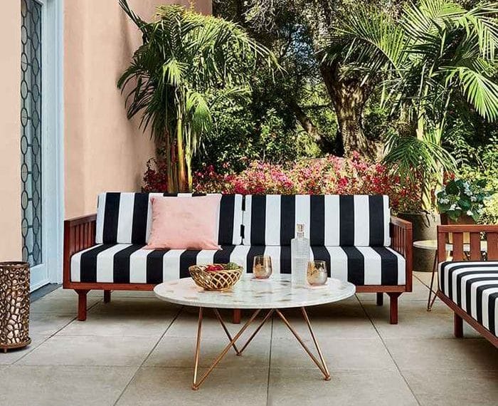 sillones a rayas jardin CB2