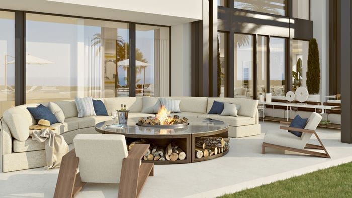 zona chimenea vivienda lujosa en Marbella