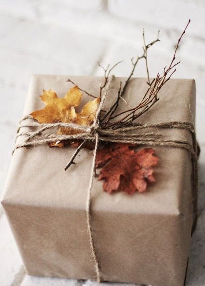 paquete con ramas y hojas