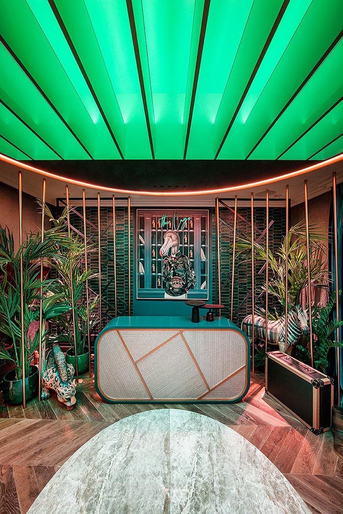 Entrada tropical techo verde luz gira y ele room 62 casa decor 2019