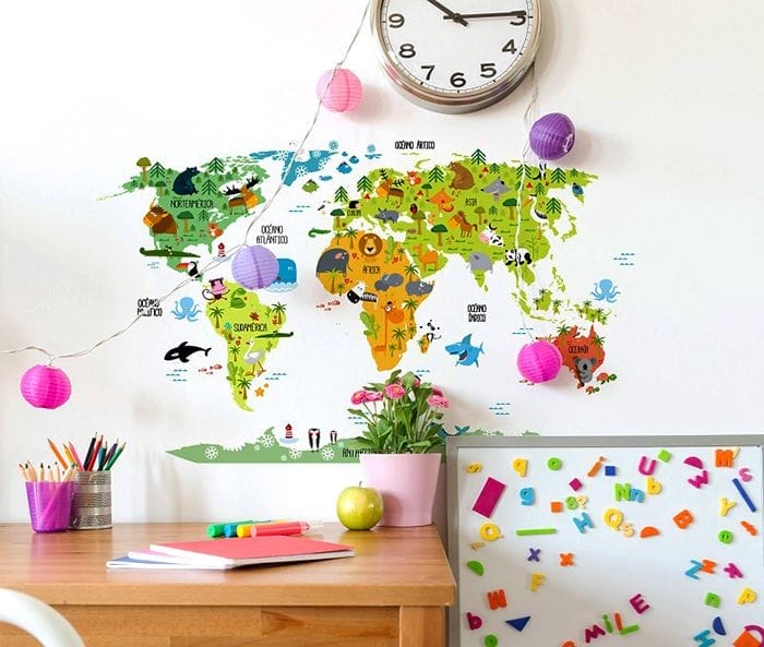 vinilo mapa mundi habitacion infantil