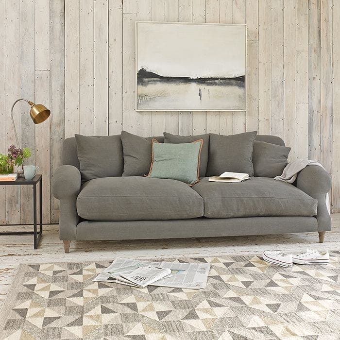 Sillon acolchado cojines lino gris