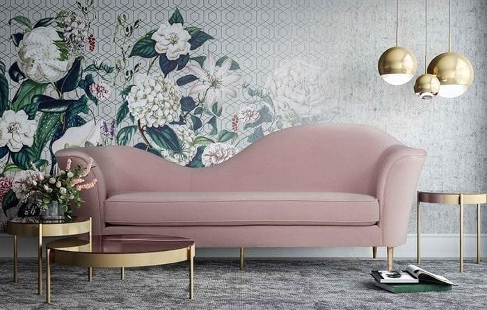 Sillon rosa elegante curvado 