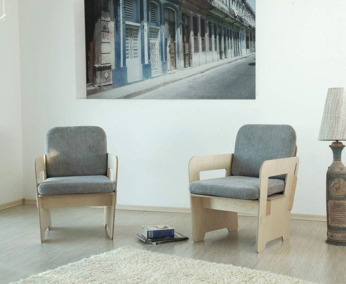 dos butacas estilo nordico gris