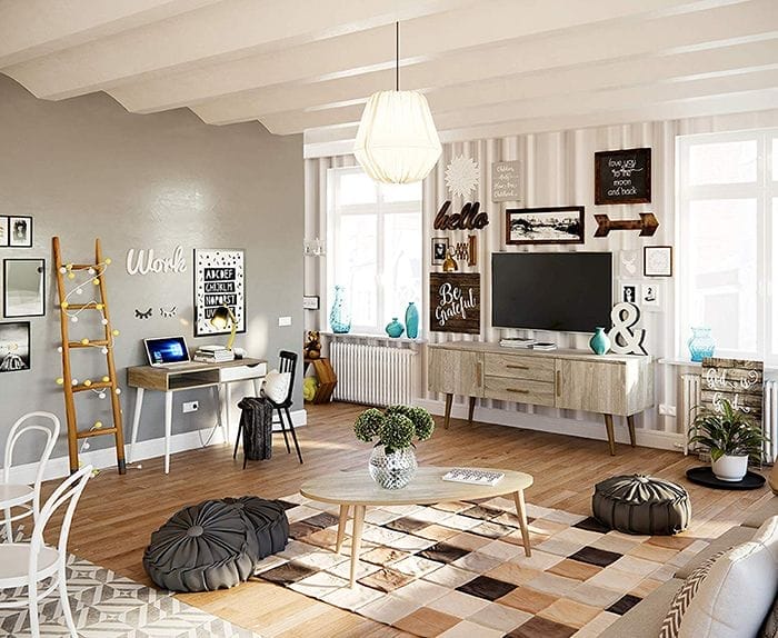 Salon moderno estilo nordico maximalista