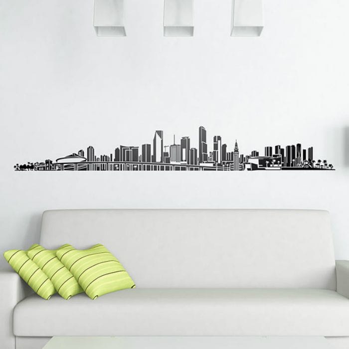 pared vinilo skyline 