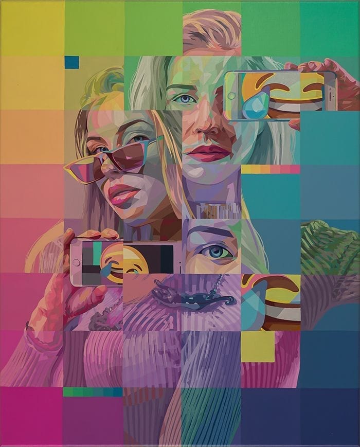 retratos bloques color pop surealista mujer