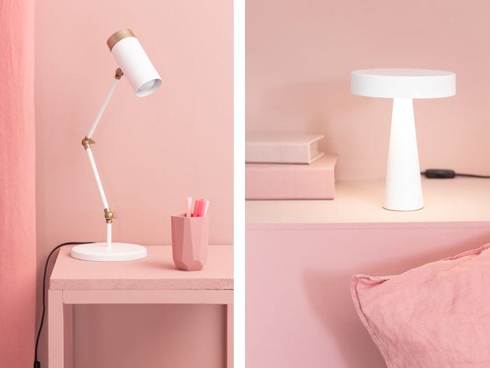 Lamparas de mesa diseño mimetica blancas