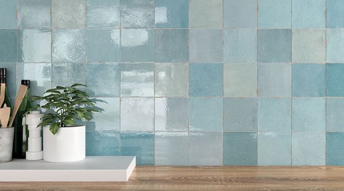 azulejos artesanos azules cuadrados